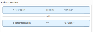 ( h_user-agent contains "iphone") AND (c_screenresolution == "375x667")