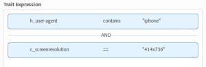 (h_user-agent contains "iphone") AND (c_screenresolution == "414x736")
