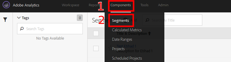 adobe analytics segments menu