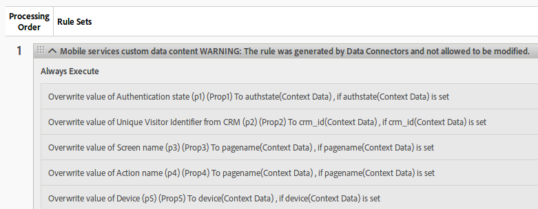 mapping variables in processing rules