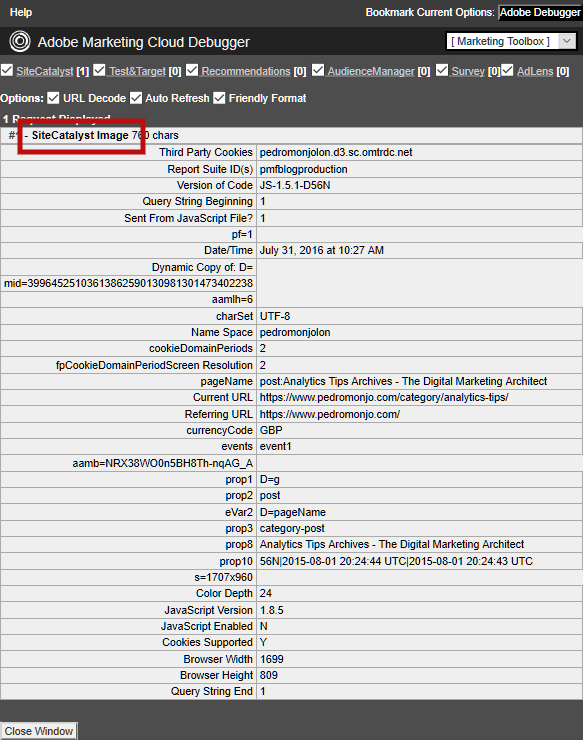 adobe analytics debugger safari