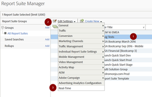 real-time reports menu