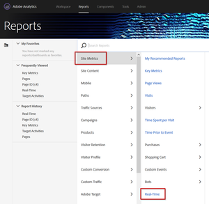 real time reports menu