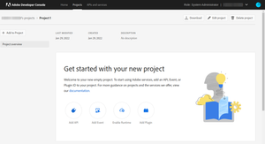 Adobe IO new project